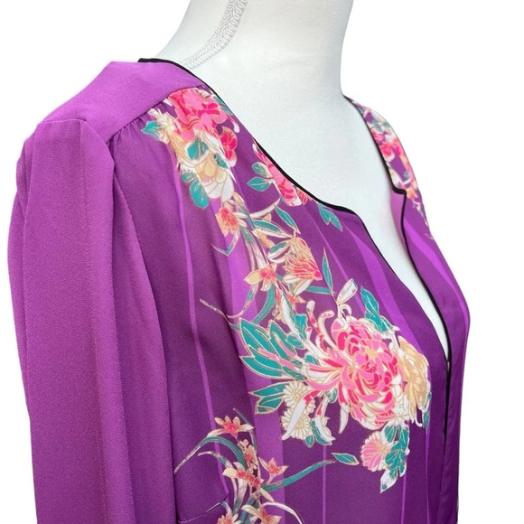 ModCloth Purple Floral “Podcast Co-Host” Blouse Size 1X - Picture 8 of 15